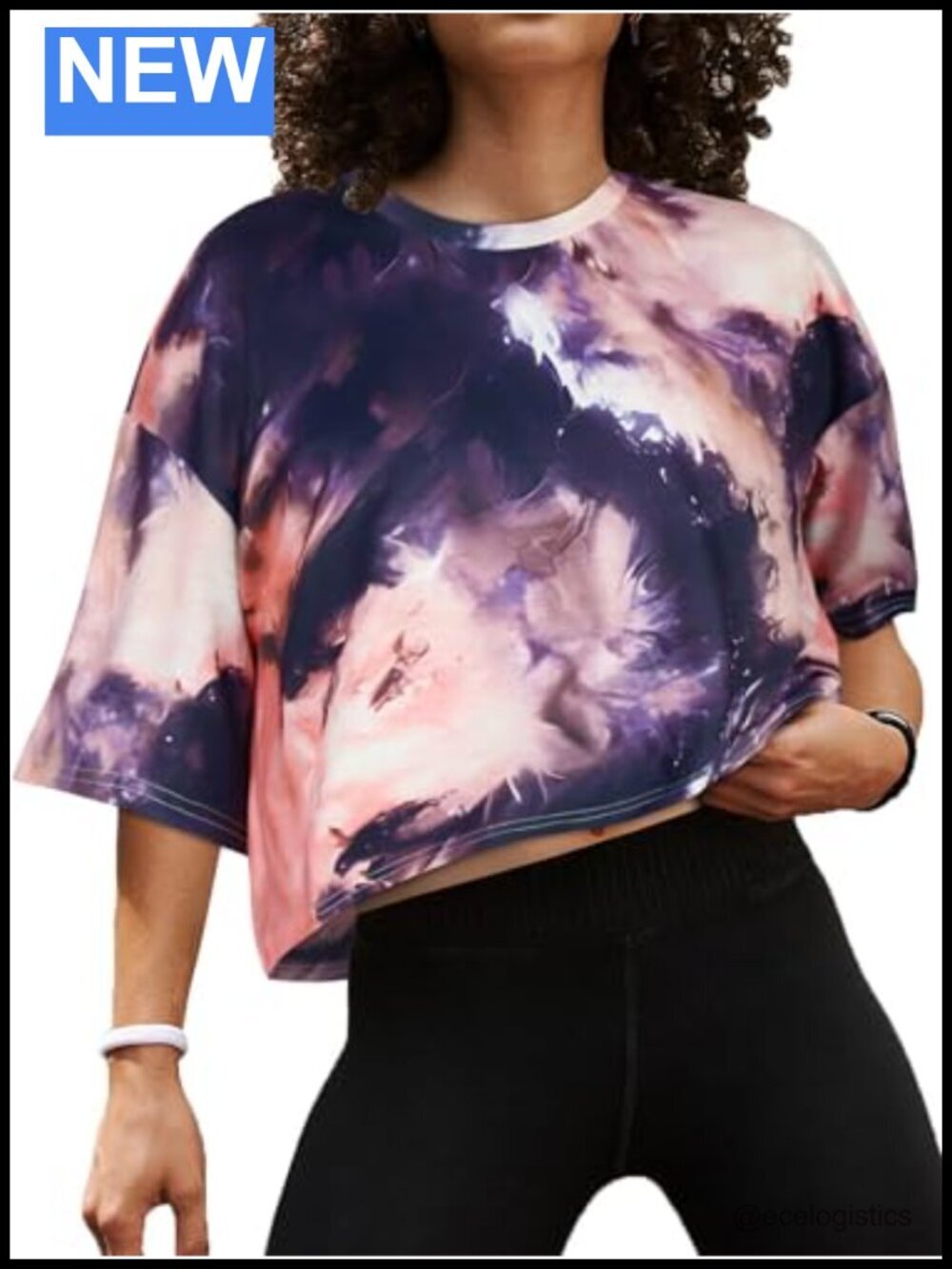 Womens Casual Crop Top Half Sleeve Loose Fit Short Sleeve Oversized Tee